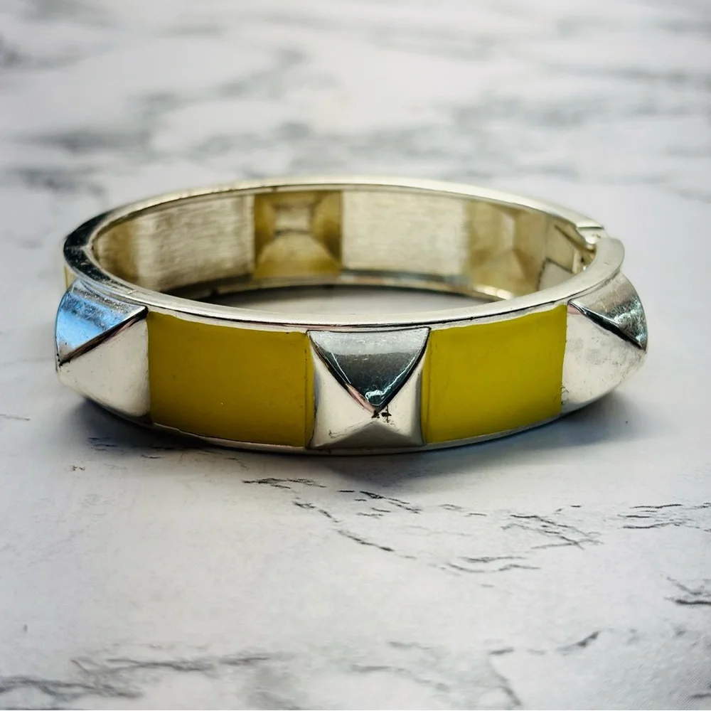 Silver and Yellow Geometric Bangle